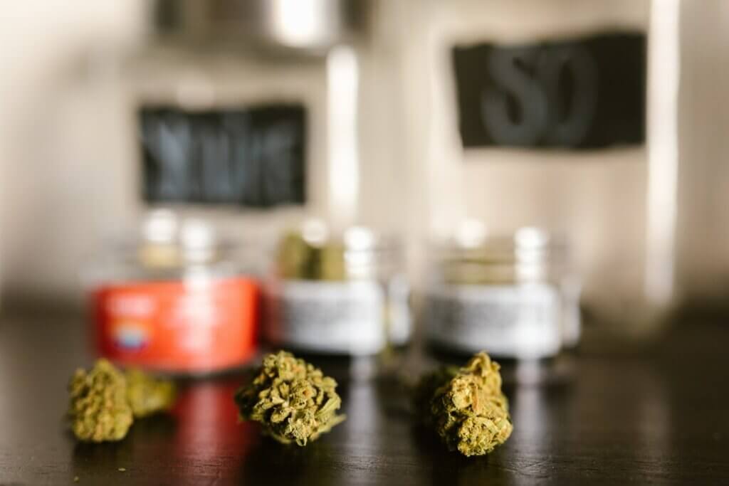Three cannabis buds